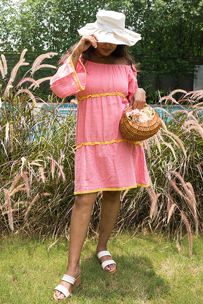 Blush Breeze Off-Shoulder Dress