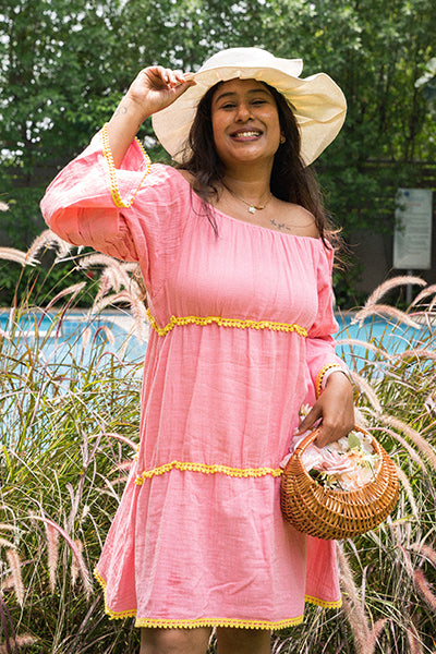 Blush Breeze Off-Shoulder Dress